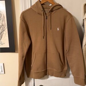 Brand New Polo by Ralph Lauren Men's Tan Zip-Up Hoodie